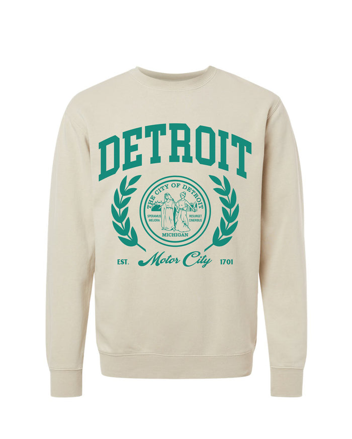 Ink Detroit - DETROIT Tourist Pigment Dyed Crewneck Sweatshirt - Ivory