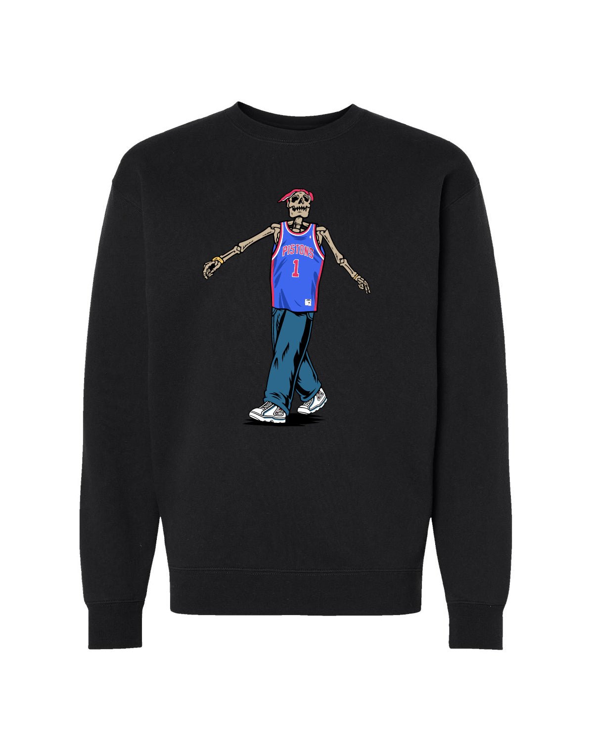 Ink Detroit - Tupac Pistons Jersey Crewneck Sweatshirt- Black - Ink Detroit