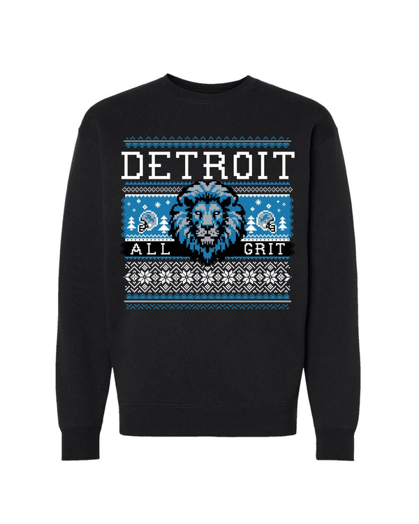 Ink Detroit - All Grit Ugly Christmas Sweatshirt - Black