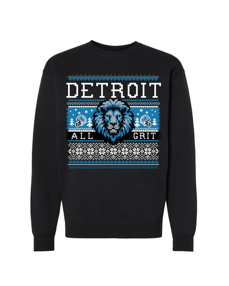 Ink Detroit - All Grit Ugly Christmas Sweatshirt - Black