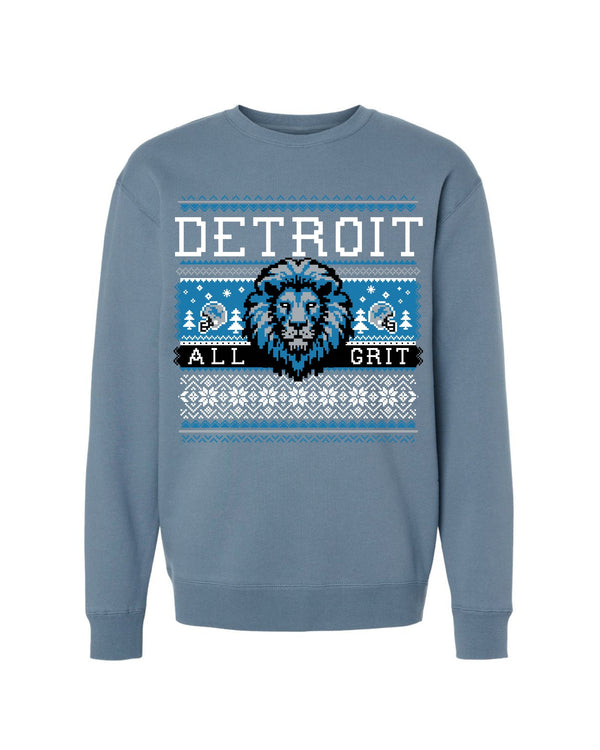 Ink Detroit - All Grit Ugly Christmas Sweatshirt - Storm Blue