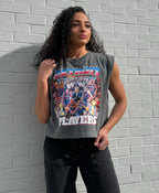 Ink Detroit - Back 2 Back Women's Heavyweight Muscle T-Shirt - Pigment Dyed Black - Ink Detroit