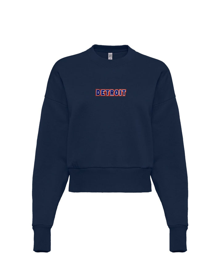 Ink Detroit - Women's Baseball Colorway Embroidered Boxy Crewneck - Navy