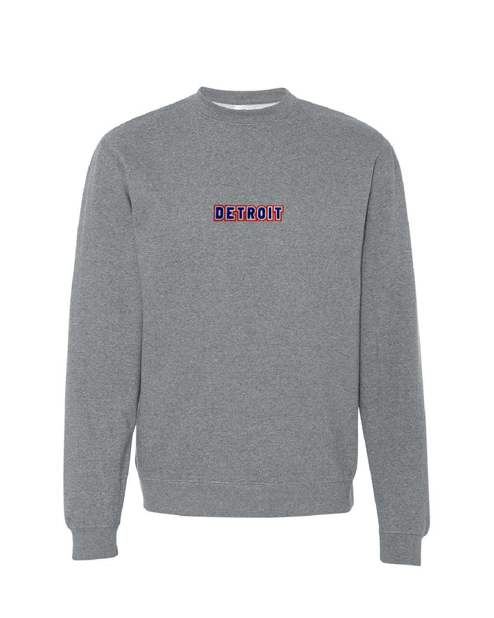 Ink Detroit - Baseball Colorway Embroidered Crewneck Sweatshirt - Heather Gunmetal
