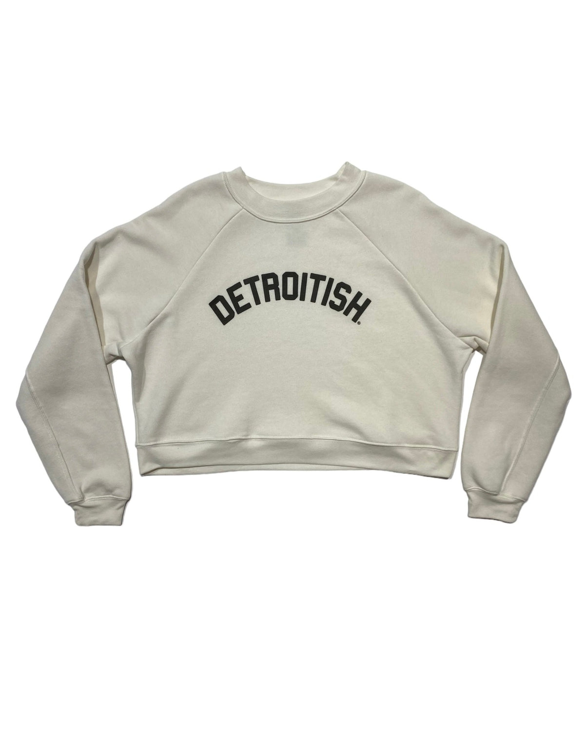 Ink Detroit - Detroitish Women's Raglan Crop Crewneck - Bone - Ink Detroit