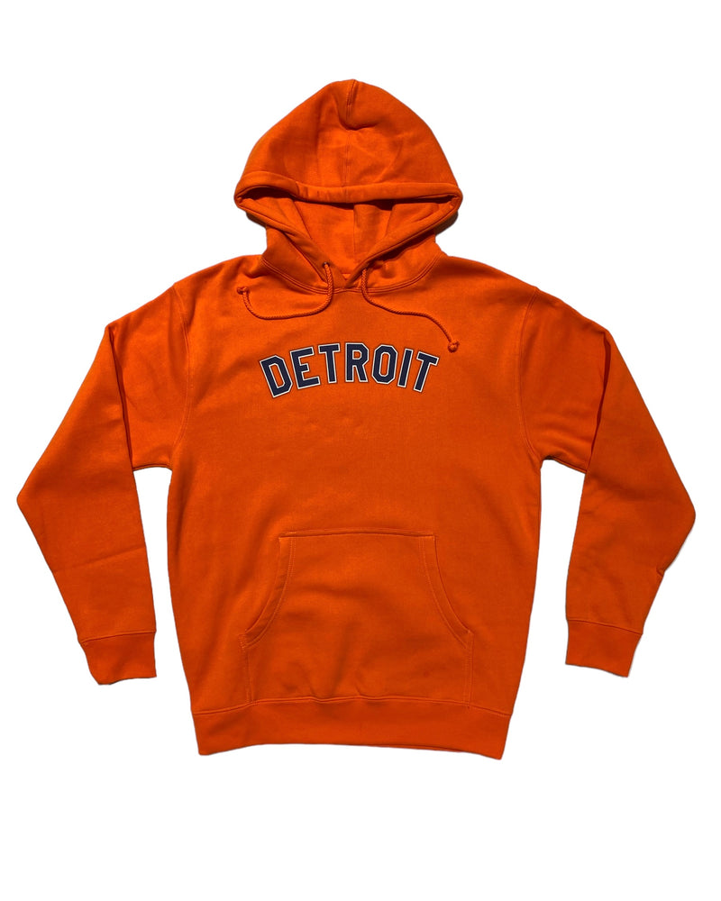 Classic Detroit Navy and Orange Print Hoodie - Orange