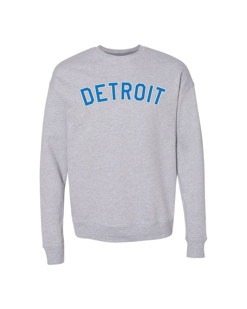 Classic Detroit Crewneck with Honolulu Blue print - Athletic Grey 