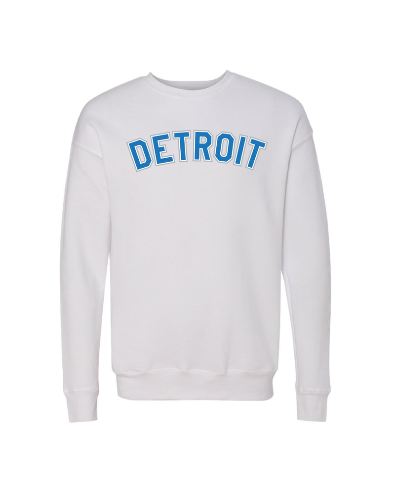 Classic Detroit Crewneck with Honolulu Blue print - White