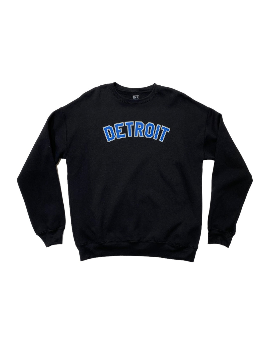 Classic Detroit Crewneck with Honolulu Blue print - Black