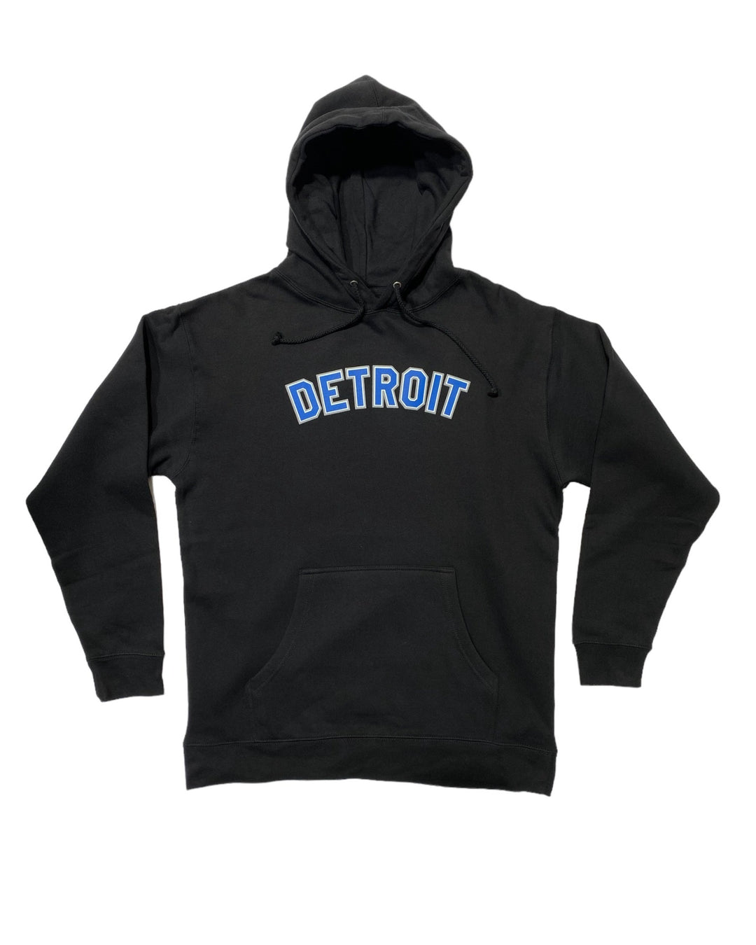 Classic Detroit Hoodie with Honolulu blue and silver print - Black
