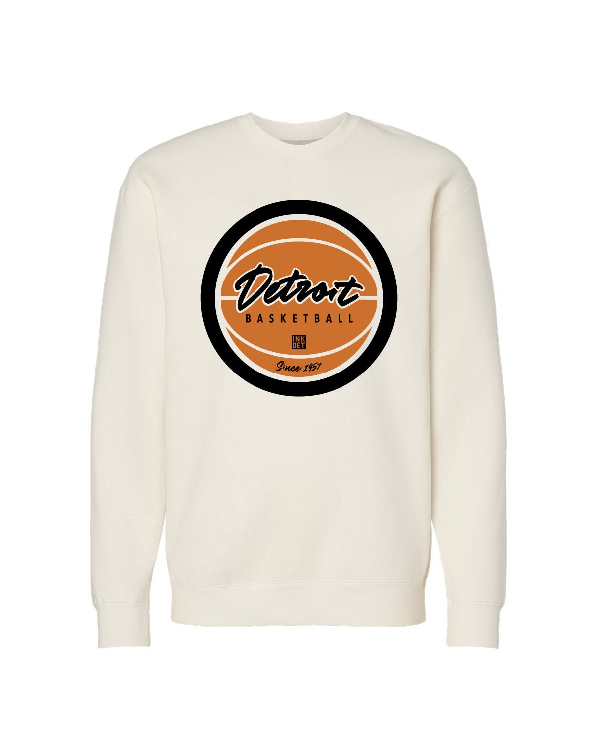 Ink Detroit - Detroit Basketball Since 1957 Crewneck Sweatshirt- Bone - Ink Detroit