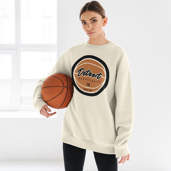 Ink Detroit - Detroit Basketball Since 1957 Crewneck Sweatshirt- Bone