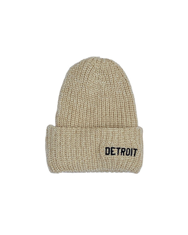 Ink Detroit Basic Detroit Lumberjack Knit Beanie with Cuff - Oatmeal