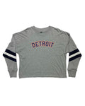 Ink Detroit - Orange & Navy Print Ladies Boxy Varsity Long sleeve - Ink Detroit