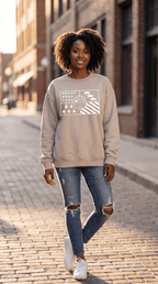 City of Detroit Flag (Solid white print) Crewneck sweatshirt - Ink Detroit