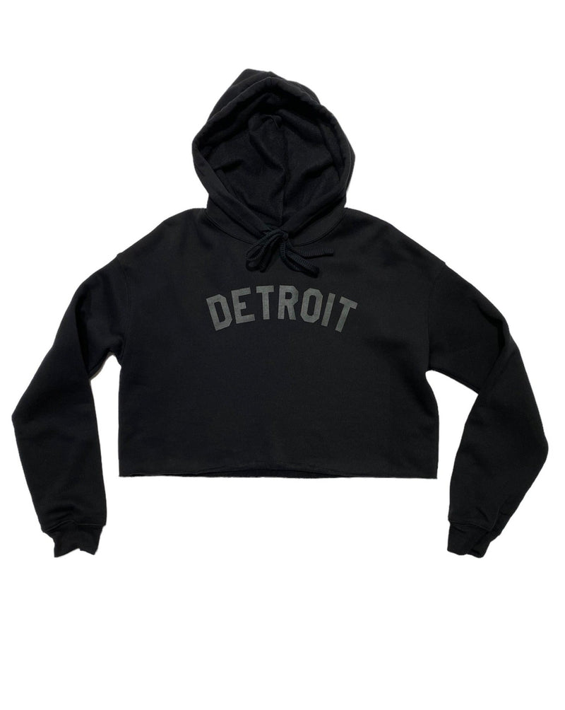 Detroit Black on Black crop hoodie