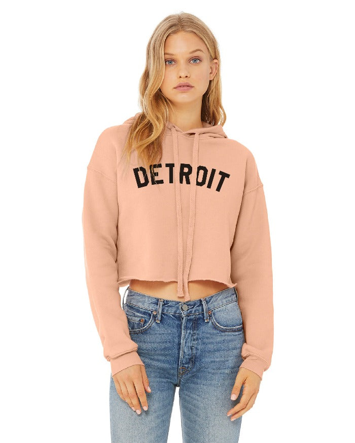 Ink Detroit Crop Hoodie - Peach