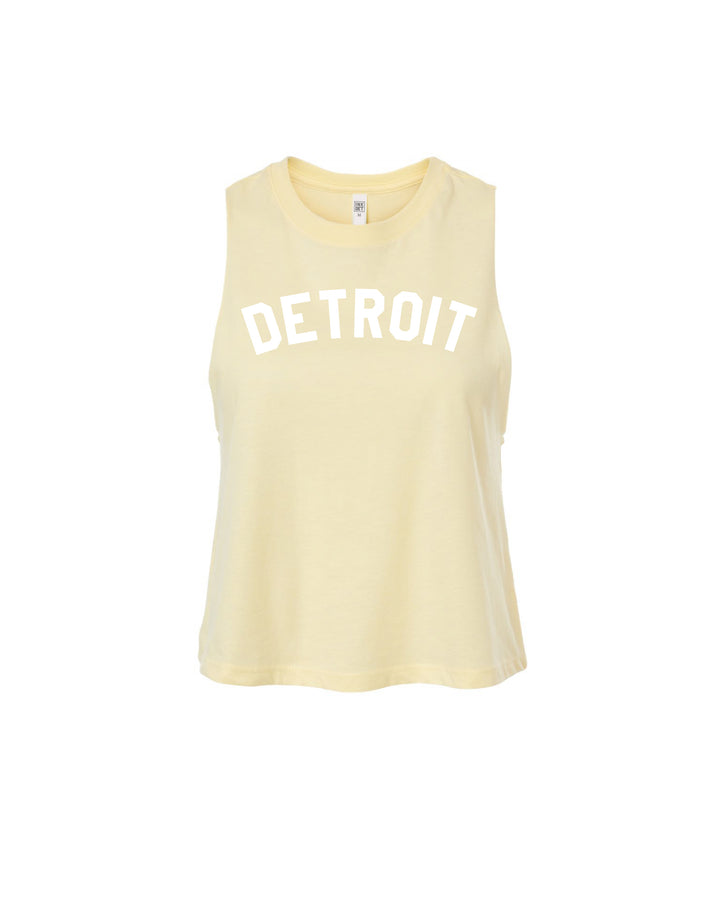 Ink Detroit Racerback Crop Tank Top - French Vanilla