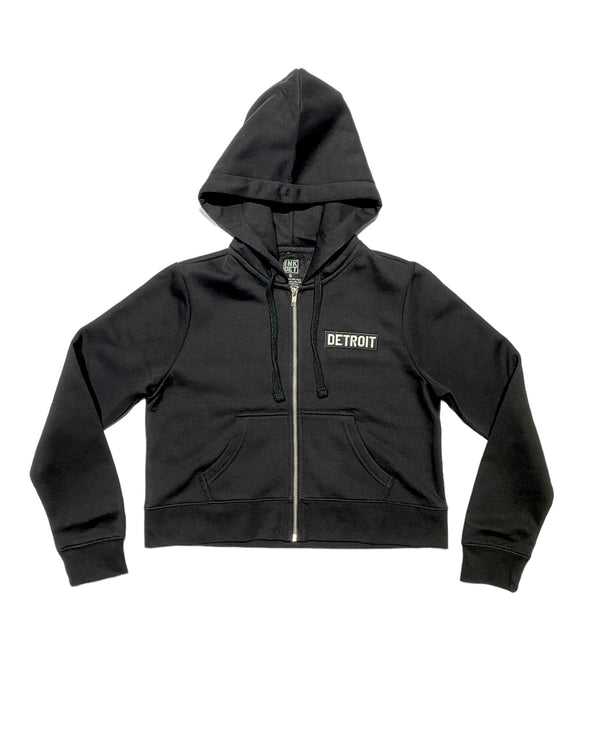 Ink Detroit Black crop zip up hoodie