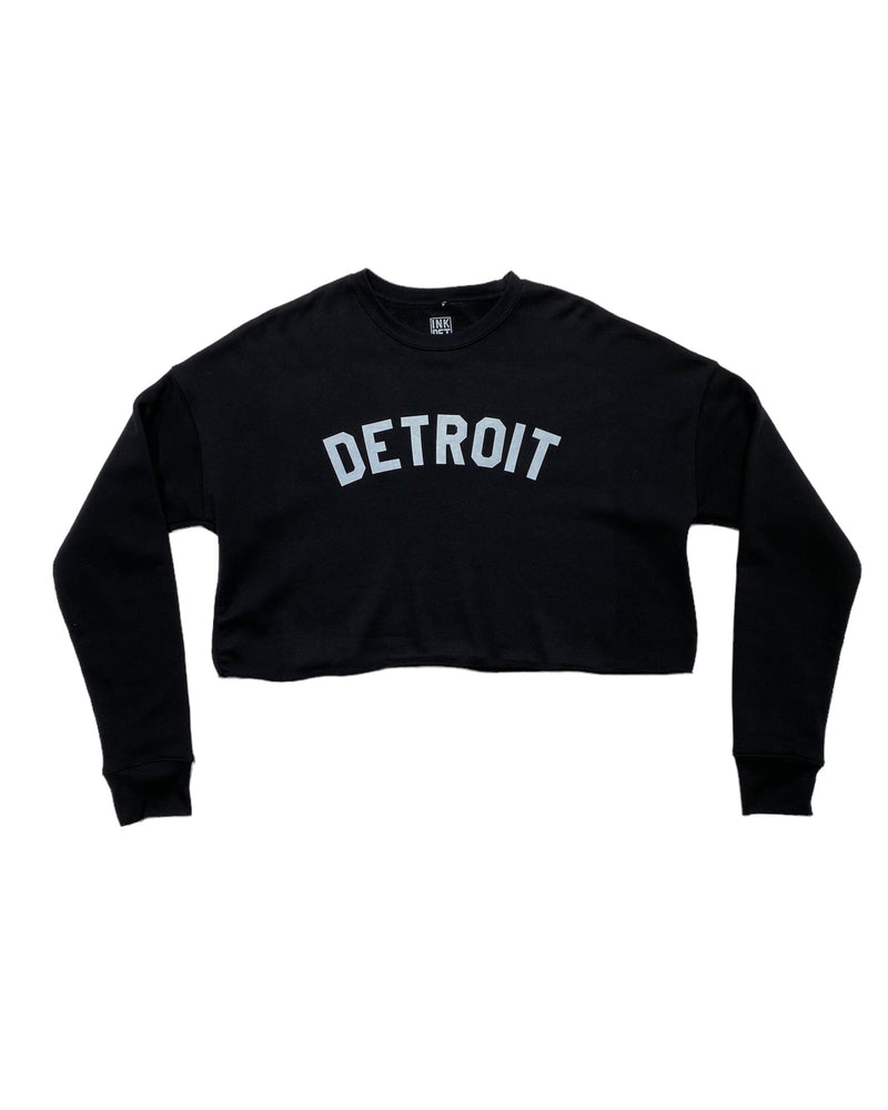 Ink Detroit Women's Cropped Fleece Crewneck Sweatshirt - Black