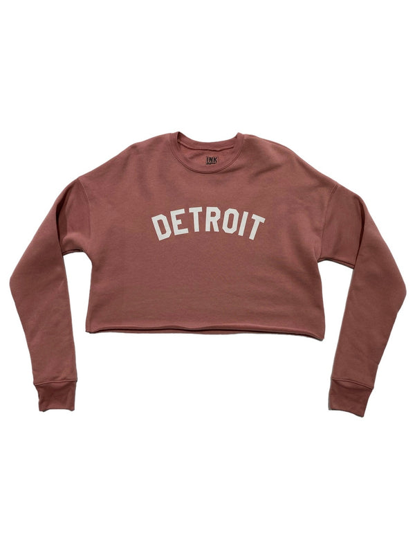 Ink Detroit Women's Cropped Fleece Crewneck Sweatshirt - Mauve