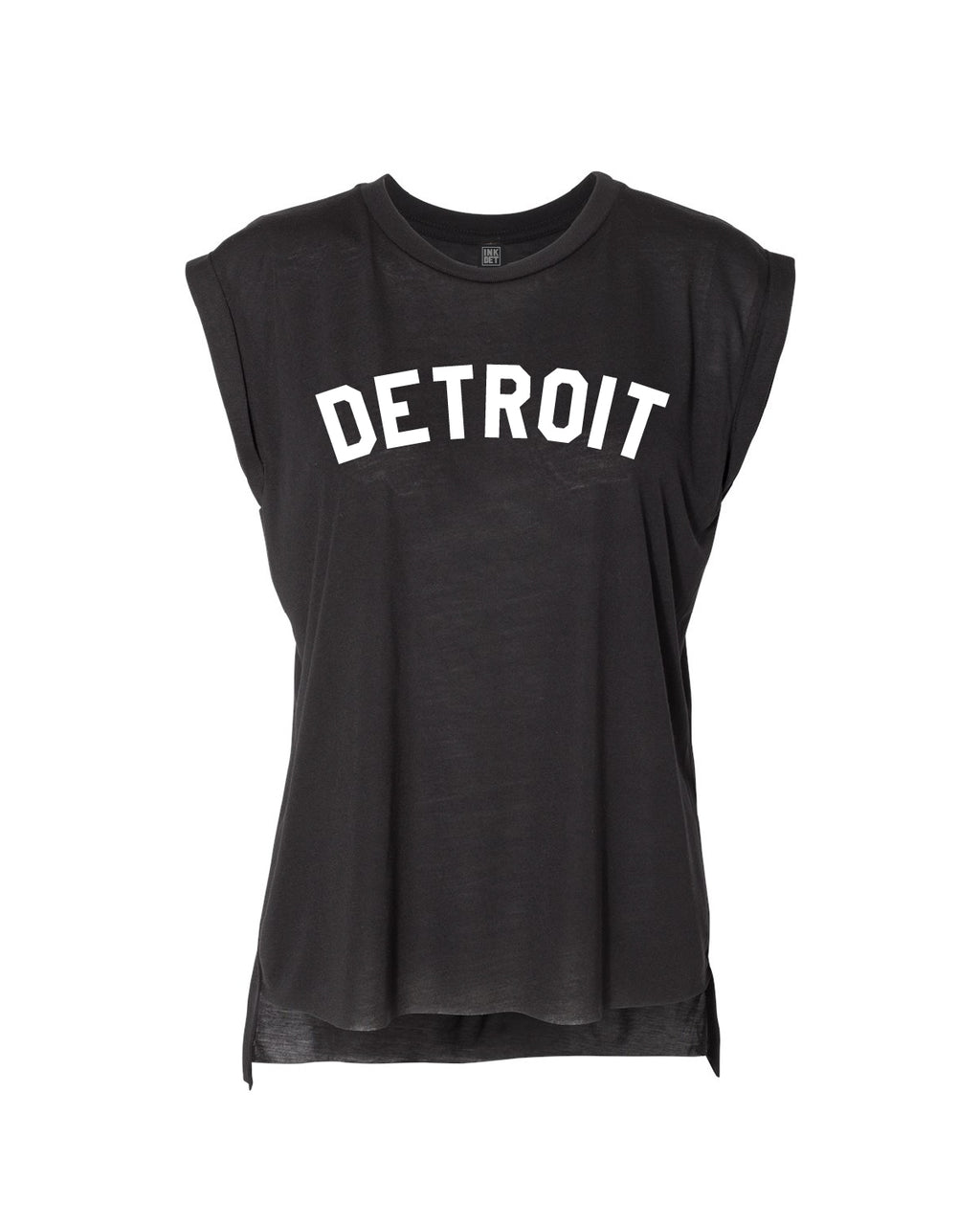 Ink Detroit Women's Flowy Muscle T-Shirt Rolled Cuff - Available in 5 Colors - Ink Detroit