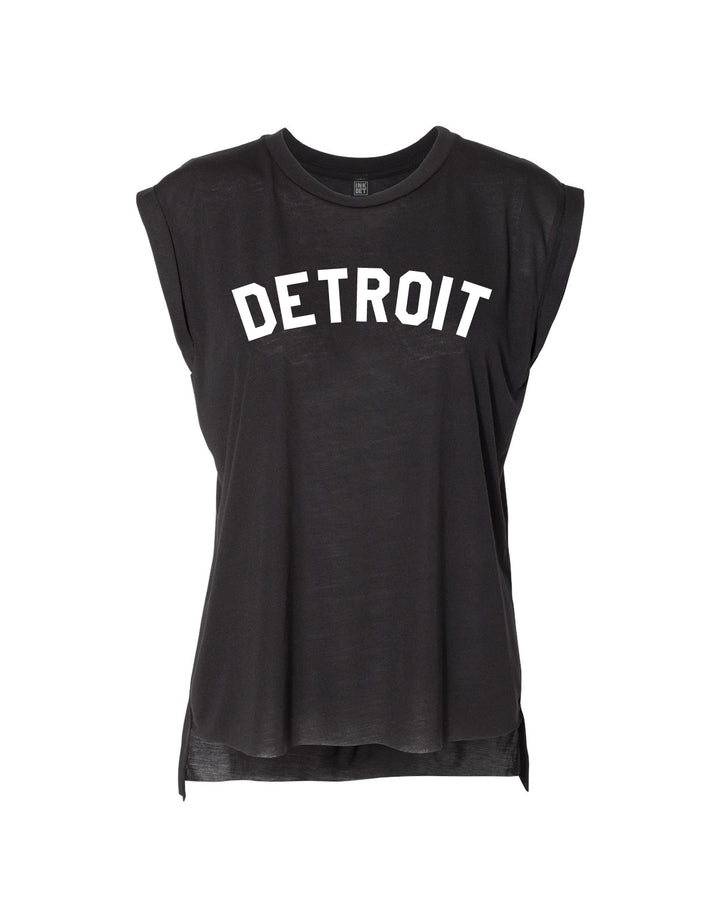 Ink Detroit Women's Flowy Muscle T-Shirt Rolled Cuff - Available in 5 Colors - Ink Detroit