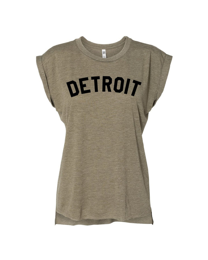 Ink Detroit Women's Flowy Muscle T-Shirt Rolled Cuff - Available in 5 Colors - Ink Detroit