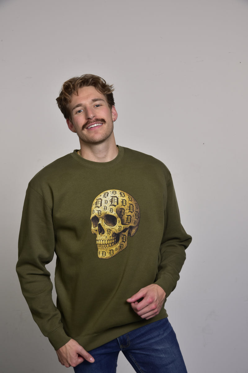 Ink Detroit - D-Skull Parchment Sketch crewneck sweatshirt - Available in 2 Colors