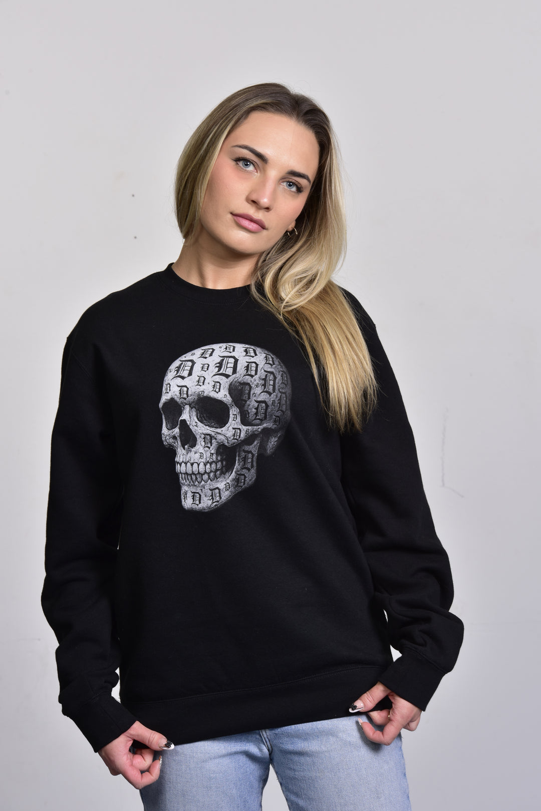 Ink Detroit - D-Skull Charcoal Sketch crewneck sweatshirt - Available in 2 Colors
