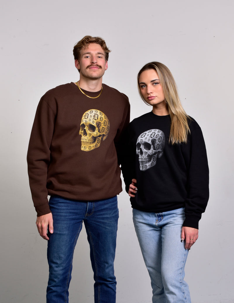 Ink Detroit - D-Skull Charcoal Sketch crewneck sweatshirt - Available in 2 Colors