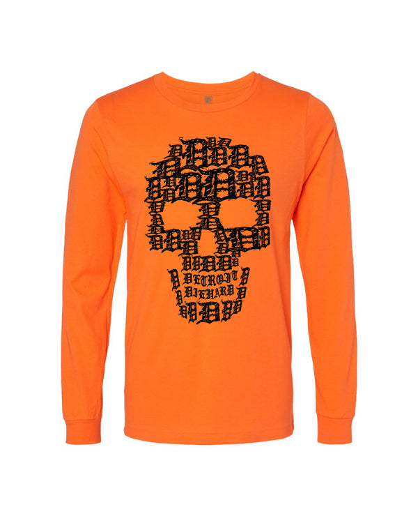 Ink Detroit - D-Skull Long Sleeve T-Shirt - Orange
