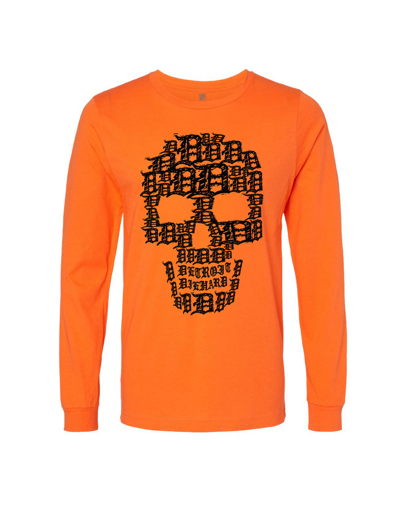 Ink Detroit - D-Skull Long Sleeve T-Shirt - Orange
