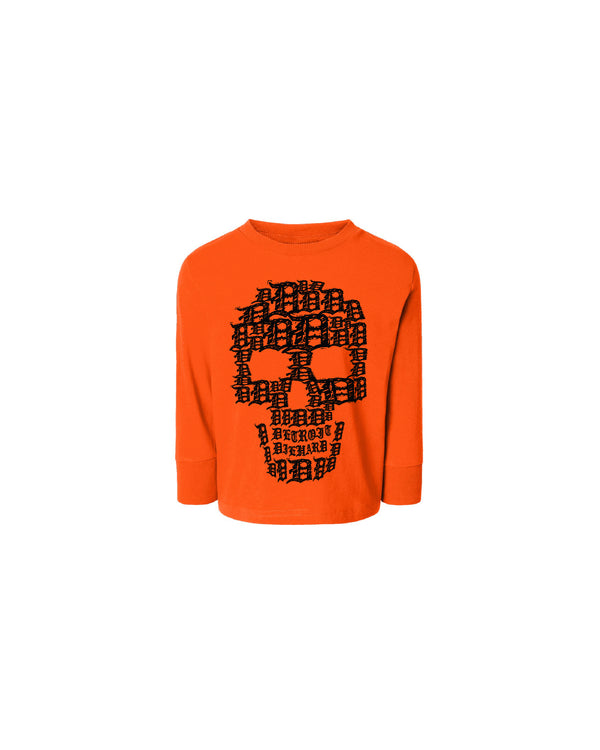 Ink Detroit - D Skull Toddler Long Sleeve T-Shirt - Orange