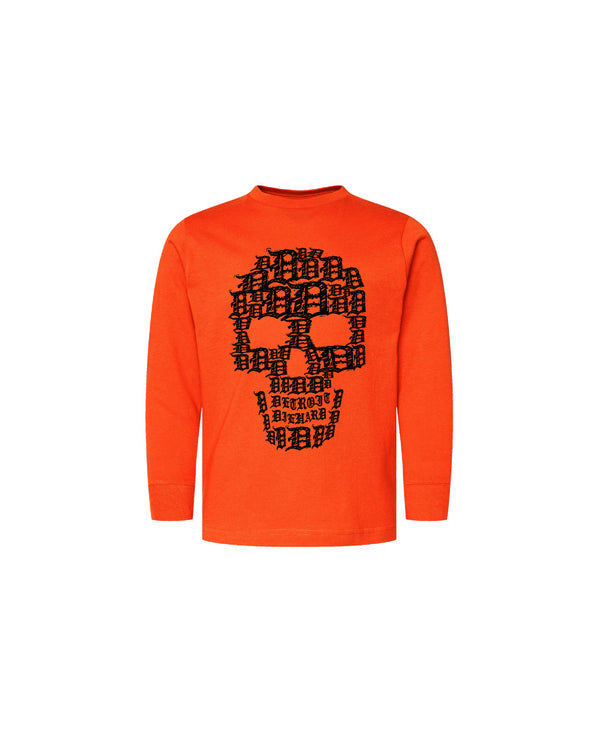 Ink Detroit - D Skull Youth Long Sleeve T-Shirt - Orange