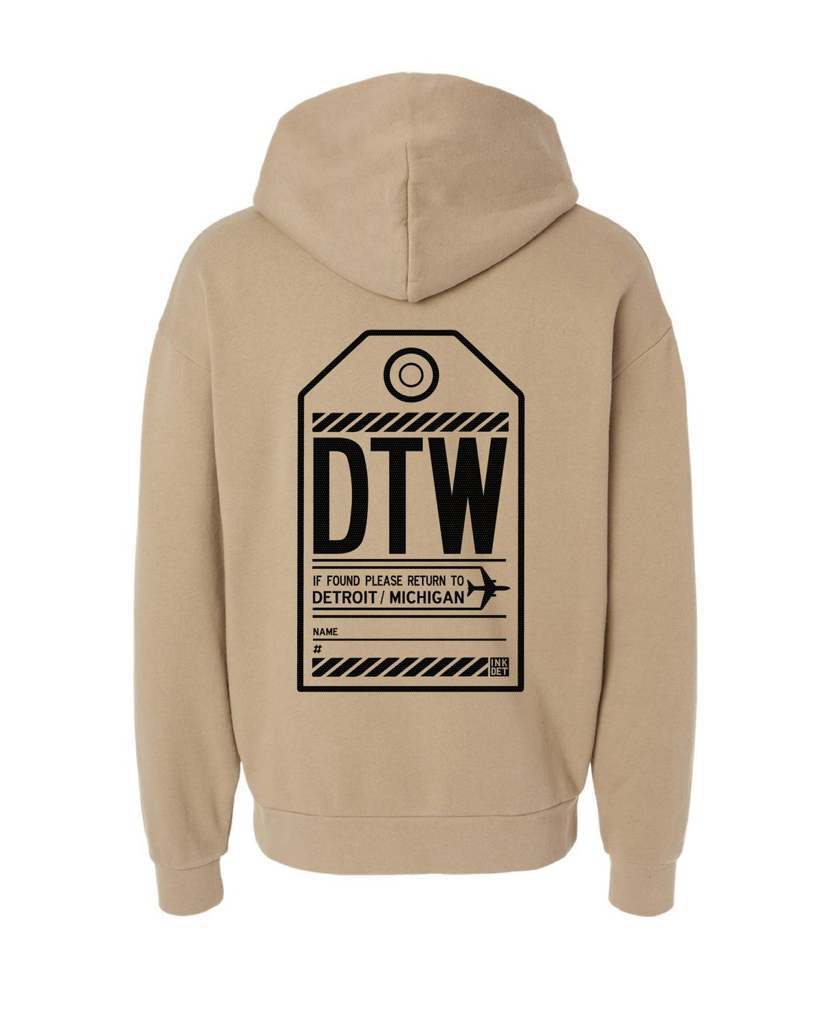 Ink Detroit - DTW Travel Hoodie - Sandstone - Ink Detroit