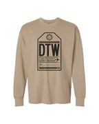 Ink Detroit - DTW Luggage Tag Heavy Long Sleeve T-Shirt - Available in 2 Colors - Ink Detroit