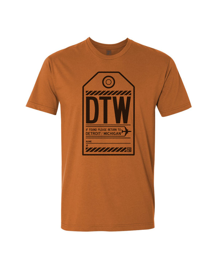 Ink Detroit- DTW Luggage Tag T-Shirt - Avaialble in 2 Colors