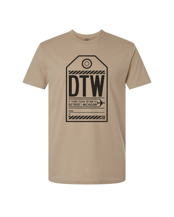 Ink Detroit- DTW Luggage Tag T-Shirt - Avaialble in 2 Colors