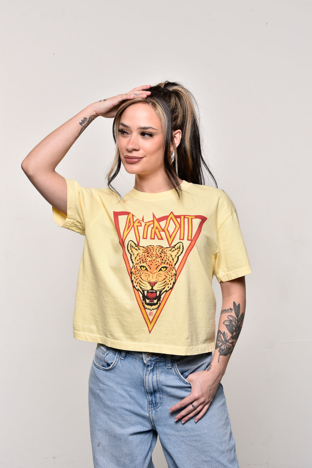 Ink Detroit - DET Leopard Boxy Tee - Butter