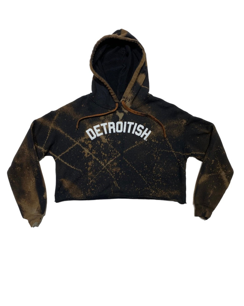 ladies Detroitish reverse dyed crop hoodie