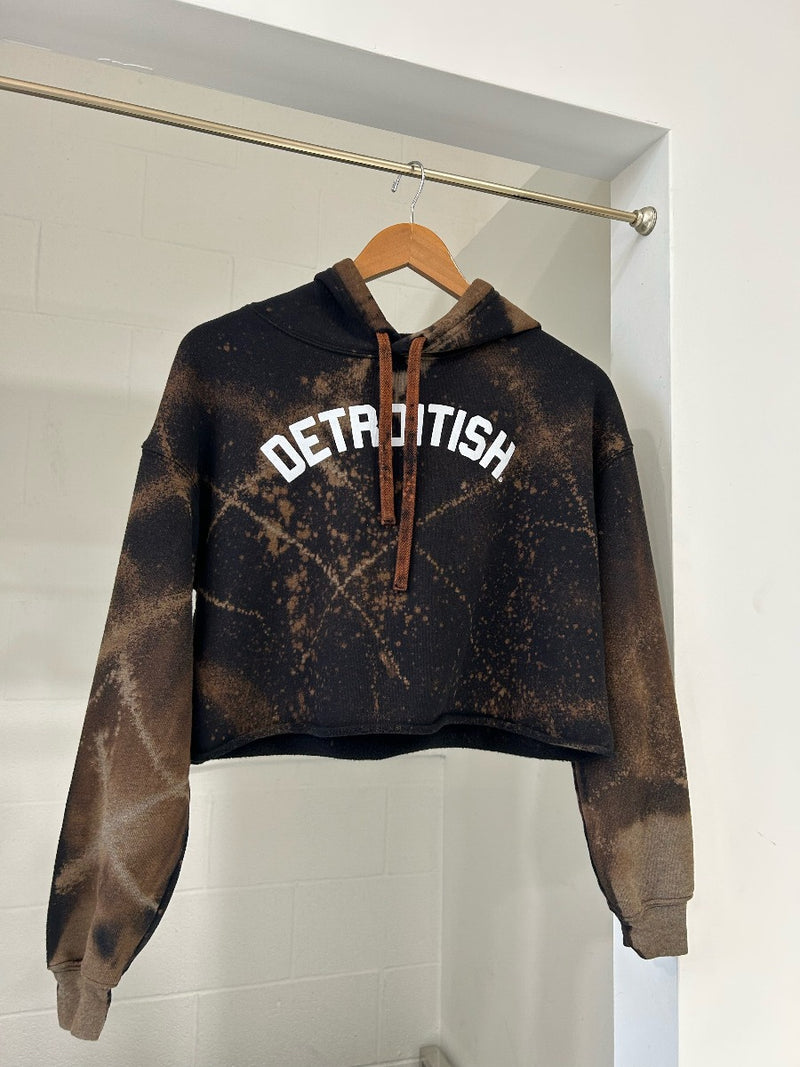 Ink Detroit - Detroitish Reverse Dyed Fleece Crop Hoodie - Black
