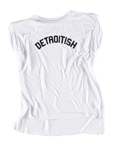 Ink Detroit Detroitish Women's Flowy Muscle T-Shirt Rolled Cuff - Available in 5 Colors - Ink Detroit