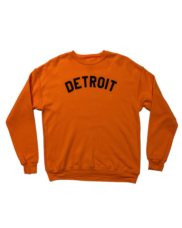 basic Detroit fleece crew in Orange just in time for fall.