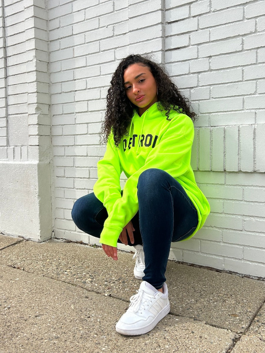 Ink Detroit Hoodie - Florescent Yellow with Black