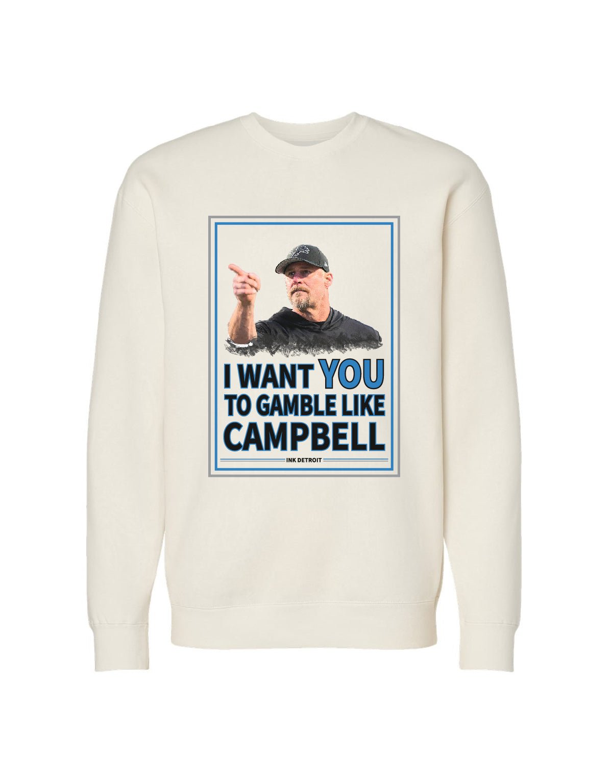 Ink Detroit - Gamble like Campbell Heavyweight Crewneck Sweatshirt - Bone - Ink Detroit