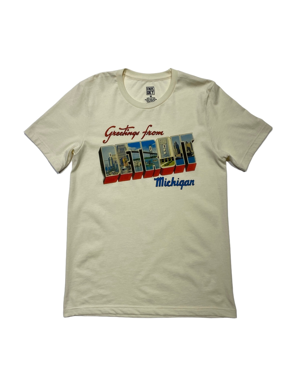 Ink Detroit- Vintage Greetings from Detroit T-Shirt - Natural - Ink Detroit