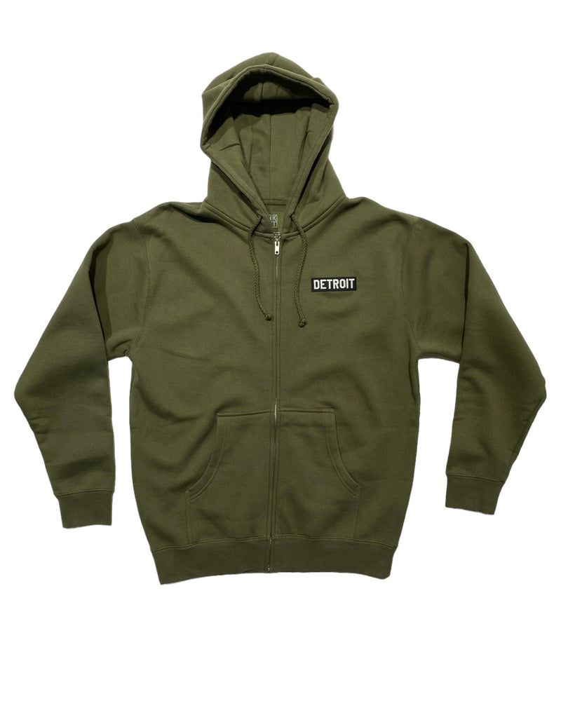 Ink Detroit Heavyweight Zip-up Hoodie - Military Green