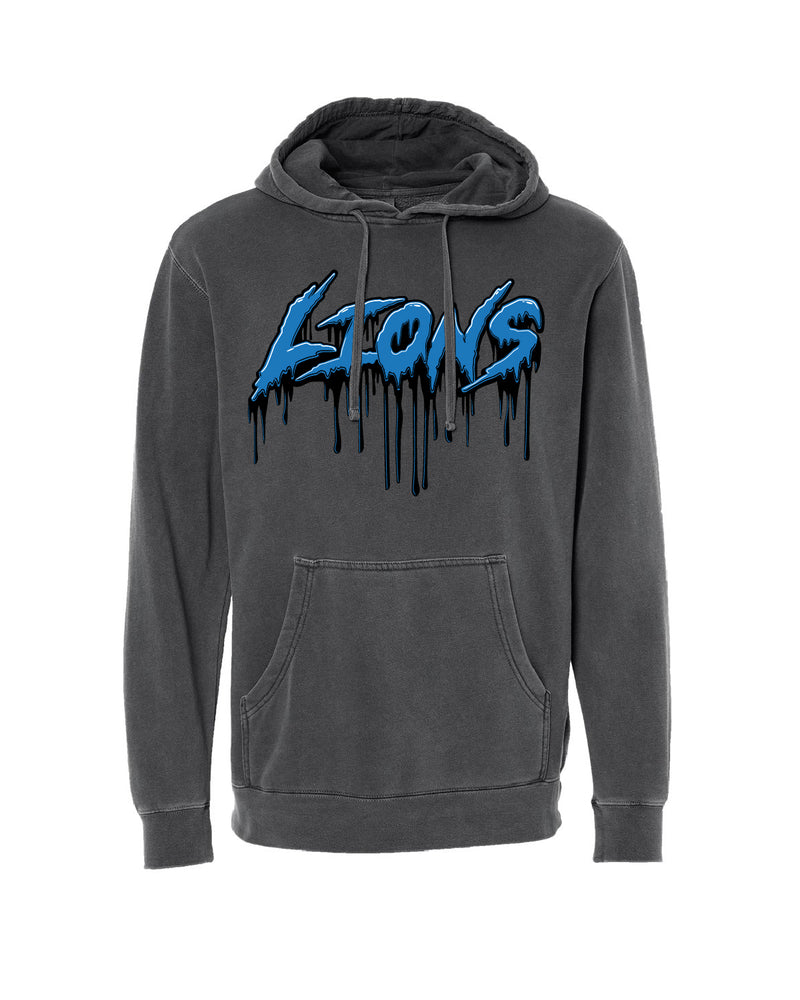 Ink Detroit - Honolulu Blue Blood Graffiti Hoodie - Pigment Dyed Black