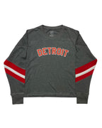 Ink Detroit - Red & White Print Ladies Boxy Varsity Long sleeve - Ink Detroit